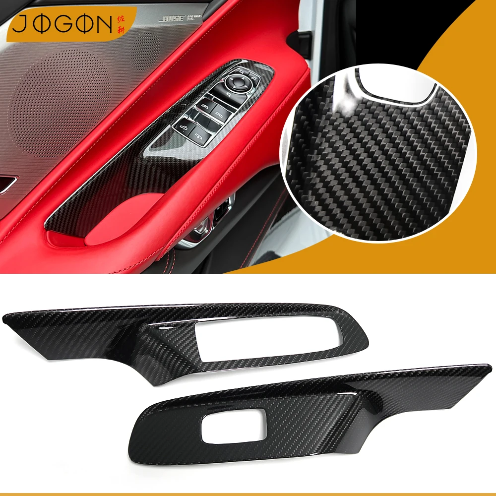 

For Chevrolet Corvette C8 Convertible Coupe Z51 Z06 2020 -2025 Carbon Fiber Window Lift Button Frame Cover Protection Decoration