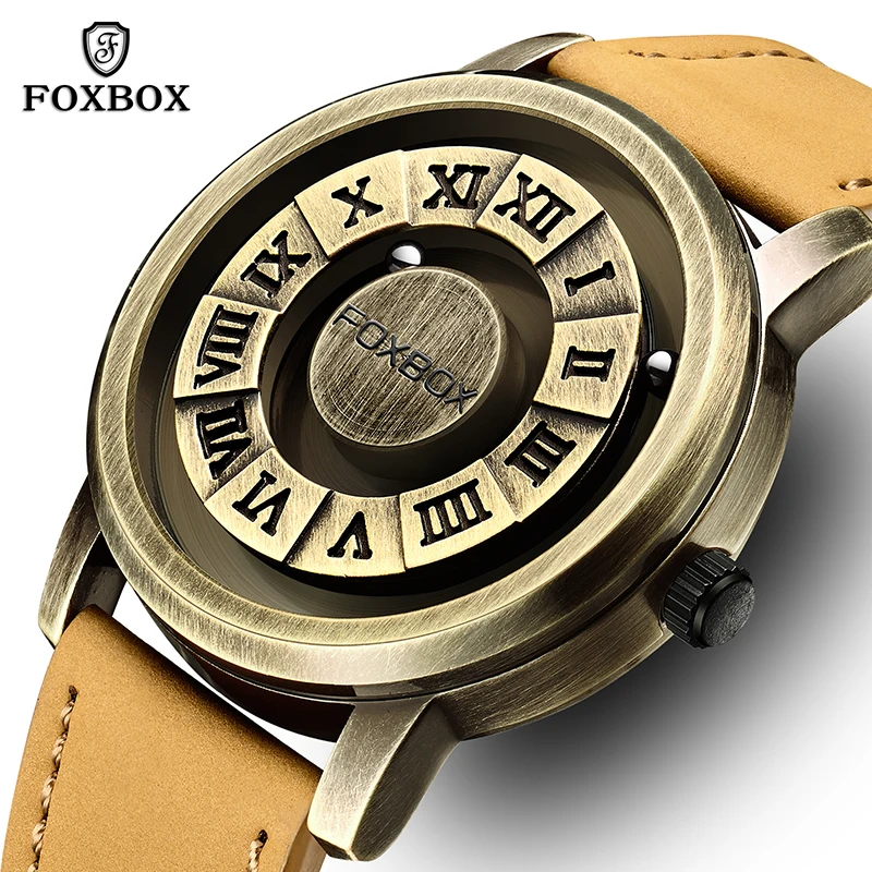 

FOXBOX 2024 Creative Luxury Mens Watch Scrolling Beads Fashion Quartz Watches Men Sport Waterproof Clock Wristwatch Reloj Hombre