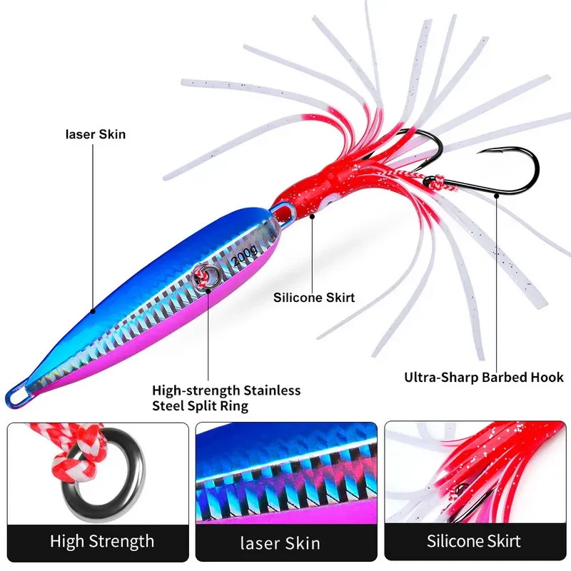 1Pcs Inchiku Jig Lures 40g-200g Slow Metal Jig Luminous Squid Hook Sinking Saltwater Spinning Fishing for Marlin Snapper Grouper view 2