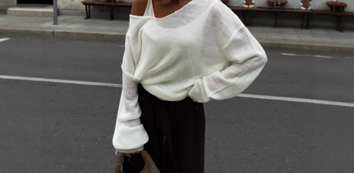 Outono plus size malha colete feminino camisola de malha solta perspectiva fina manga comprida topo conjunto de duas peças