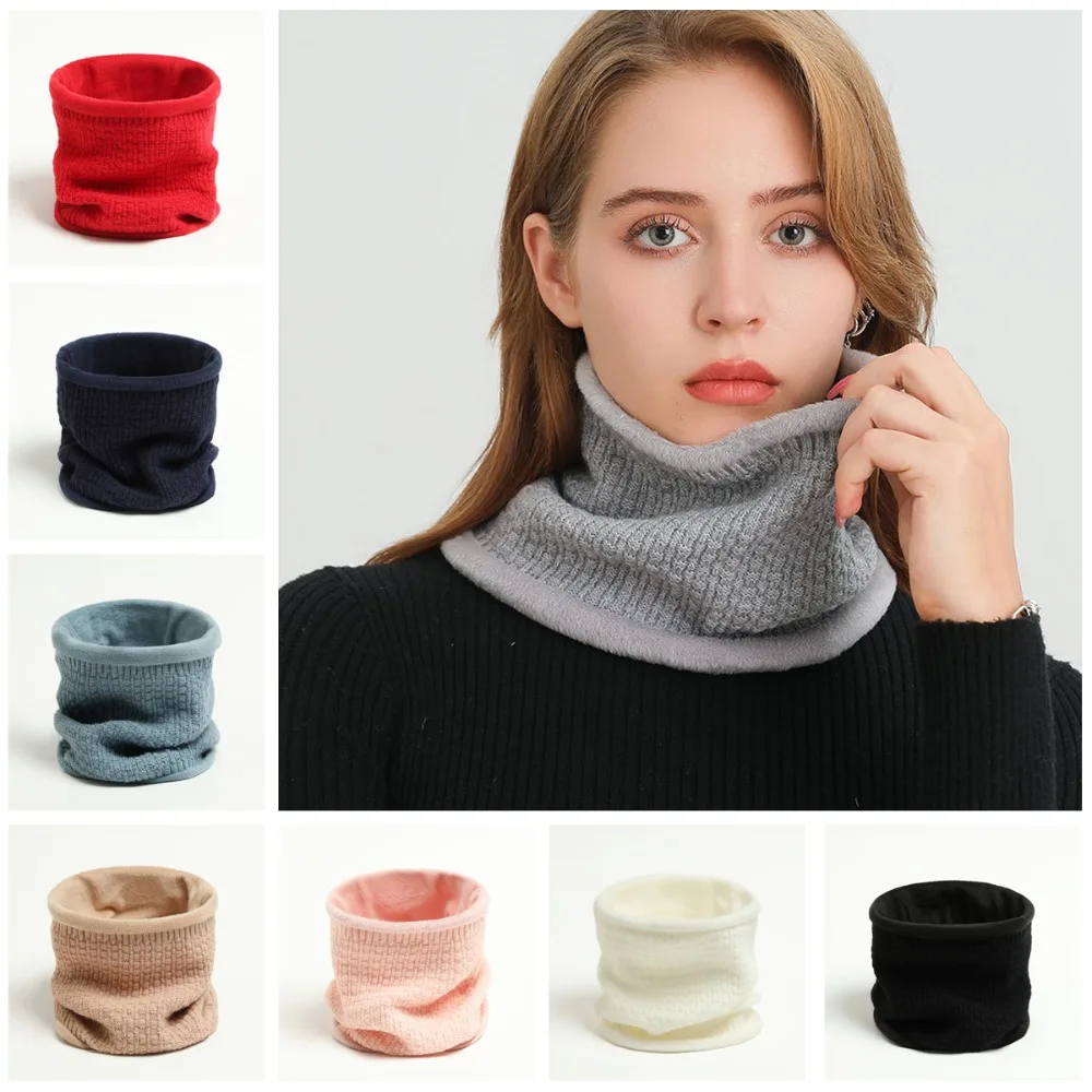 New Thickened Warm Scarves Plush Solid Color Neck Gaiter Sport Scarf Unisex