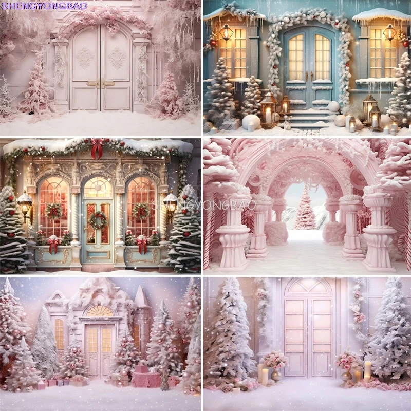

Festive Christmas Room Fireplace Photography Backdrops Winter New Year Holidays Party Xmas Tree Window Photo Background BR-13