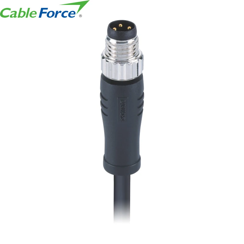 M8 a Code Male / Female Waterproof Sensor Connector 3 4 5 6 8 Pin Molded Un- Cable