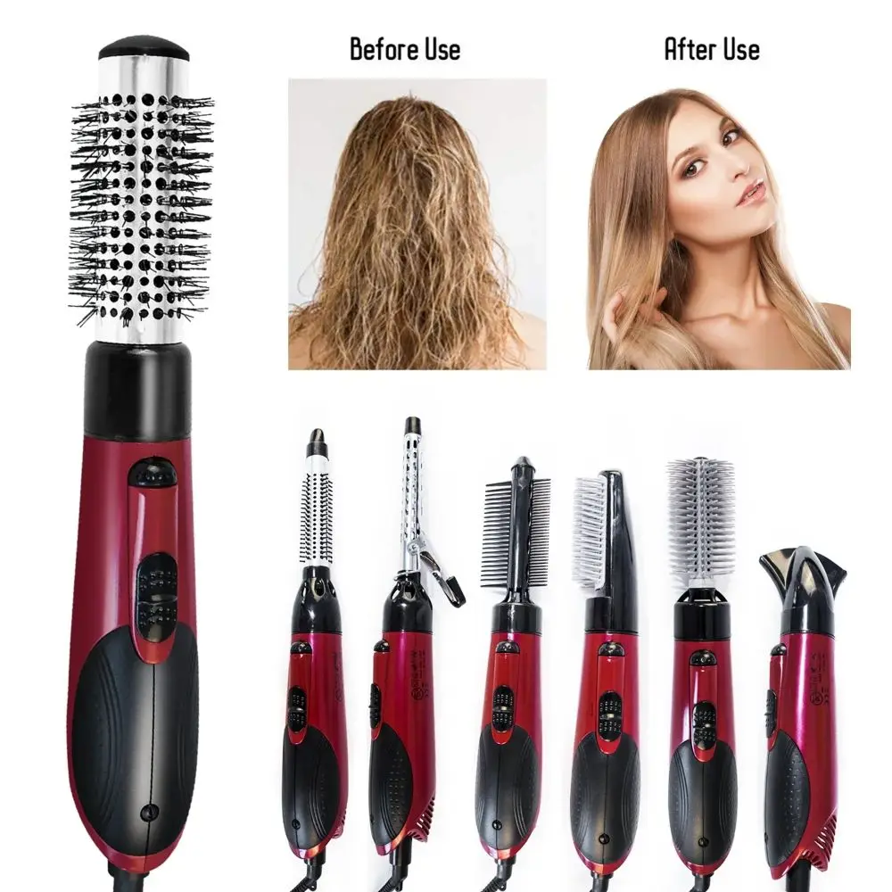 Creativity 7 in 1 Negative Ion Hair Dryer with Comb Multifunction Curling Wand Straight Hair Styling Tools Wide Brush Hair Dryer