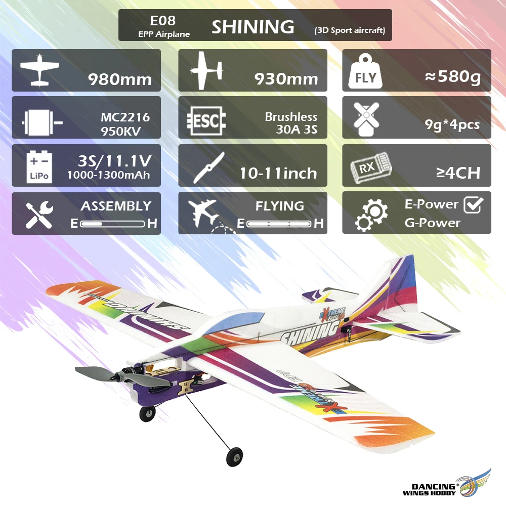 EPP-Schaum 3D RC Flugzeug Modell Glänzende Innen/Außen F3P 980mm Spannweite Fernbedienung Flugzeug Elektrische RC Flugzeug Outdoor Spielzeug – Detail 3