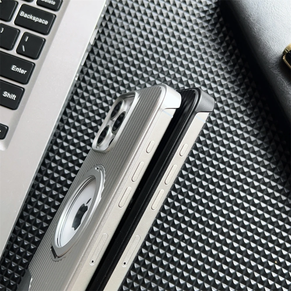 Aluminum Alloy Frameless Magsafe Magnetic Holder Phone Case For iPhone 16 13 14 15 16 Pro Max Metal Frame Shockproof Back Cover