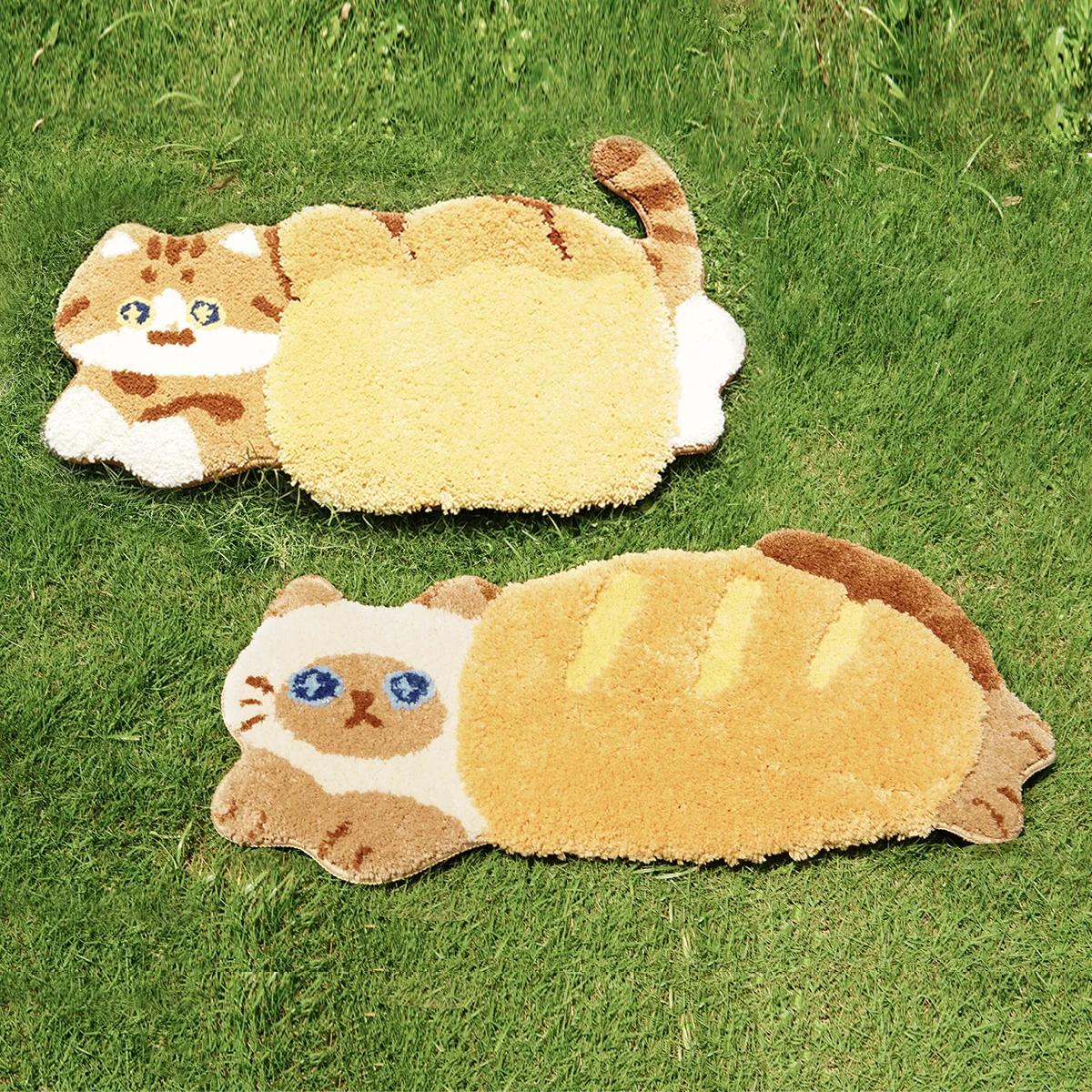 

Tufting Funny Cat Bathroom Mat Rug Cute Flocking Bread Carpet Floor Pad Anti Slip Doormat Aesthetic Home Room Nursery Decor