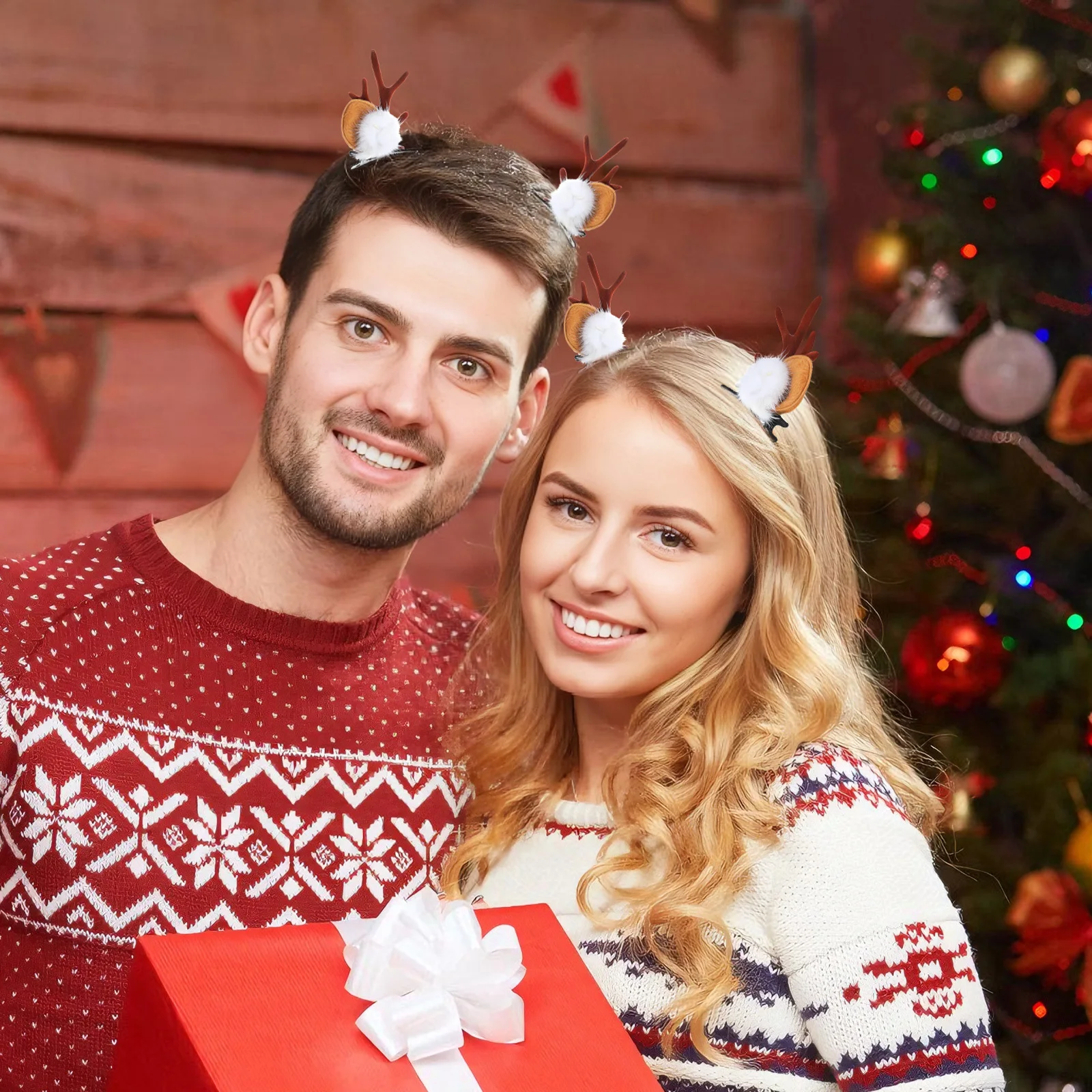 

2pcs Hair Clips Antler Design Kids Barrettes For Holiday Party Wear Matching Outfits Easy Brrettes Christmas Barrettes Girls