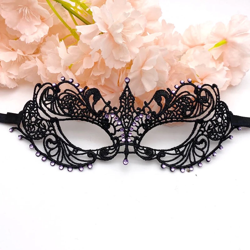 Fashion Headress Party Prom Dress Accessories Women's Mask Sexy Lace Rhinestone Half Face Eye Mask Festival Performance Props