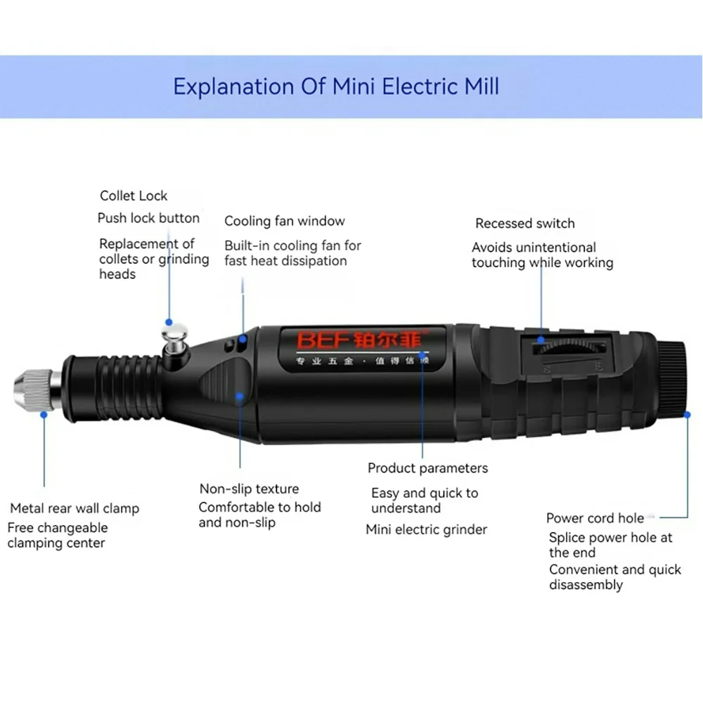 220V/110V 13W Mini Grinder Electric Drill Griding Electric Tool Drilling Machine Micro Rotary Tool Hand Drill Engraver Pen Kit