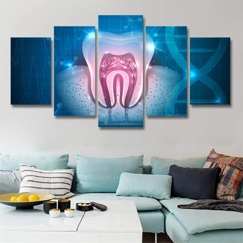 No Frame Canvas 5Pcs Geometric Tooth Dental X-Ray Wall Art Posters Pictures Paintings Home Decorations Room Decor 15