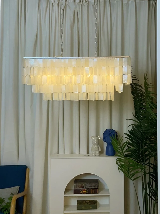 Italian Designer Retro Living Room Pendant Light Modern Light Luxury Minimalist Atmospheric High-end Silver Foil Shell Light