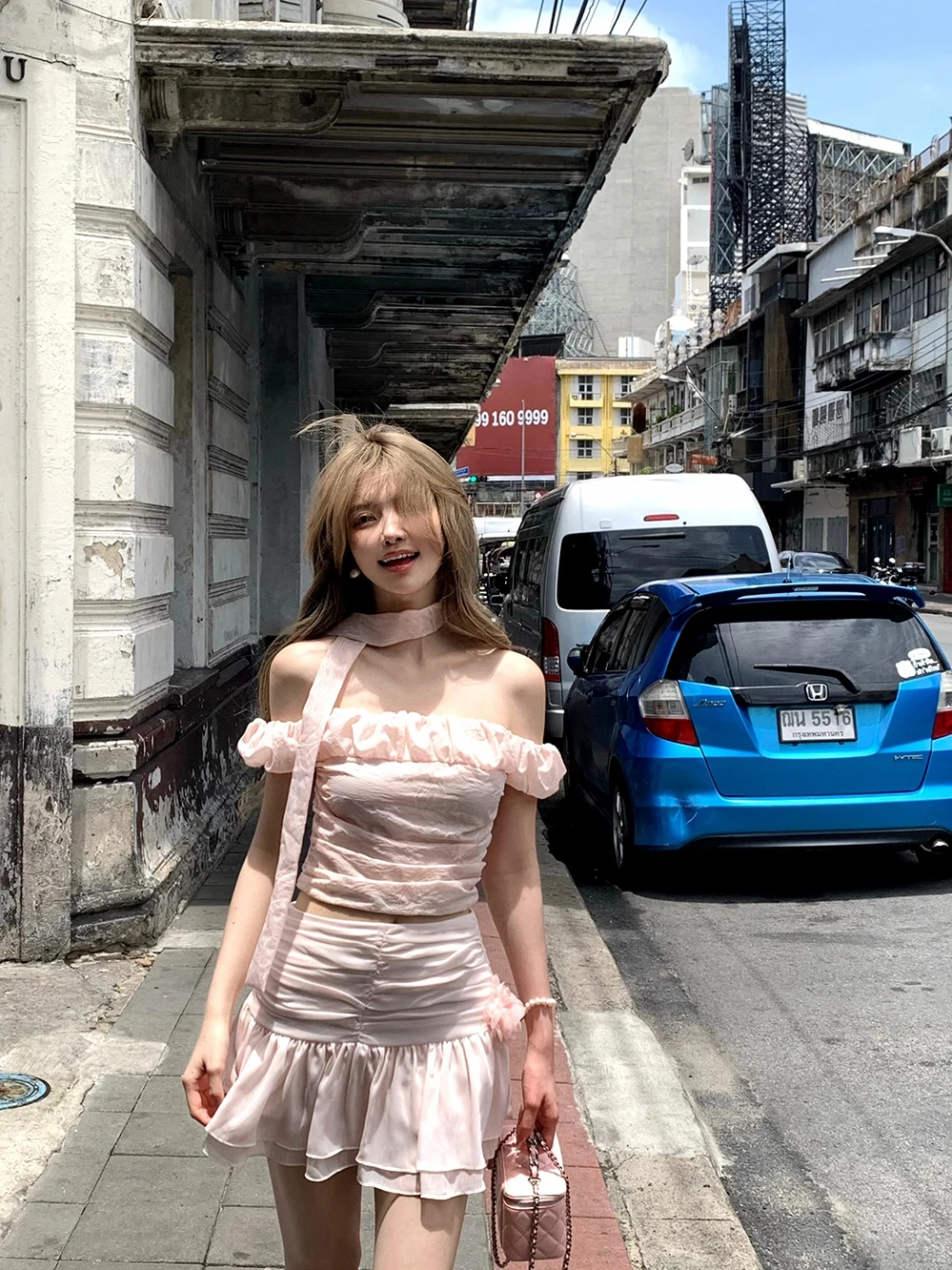 

Faionable Le 9. RomanLand женский укороченный топ и юбка на одно плечо, комплект из двух предметов или комплект одежды для полутела