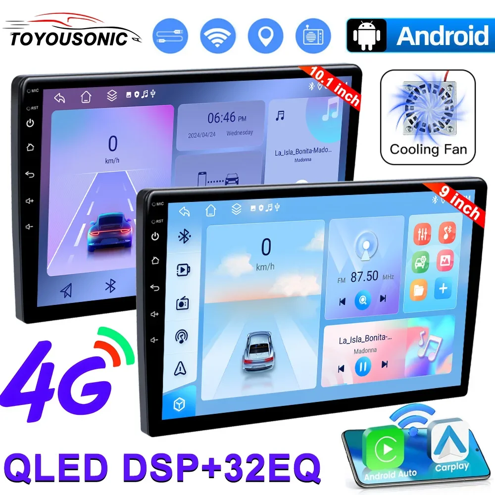 TOYOUSONIC 9/10 Inch Car Radio 6G 128G Universal Multimedia Player 8 Core Carplay Android Auto 4G Stereo 2 Din Android Head Unit