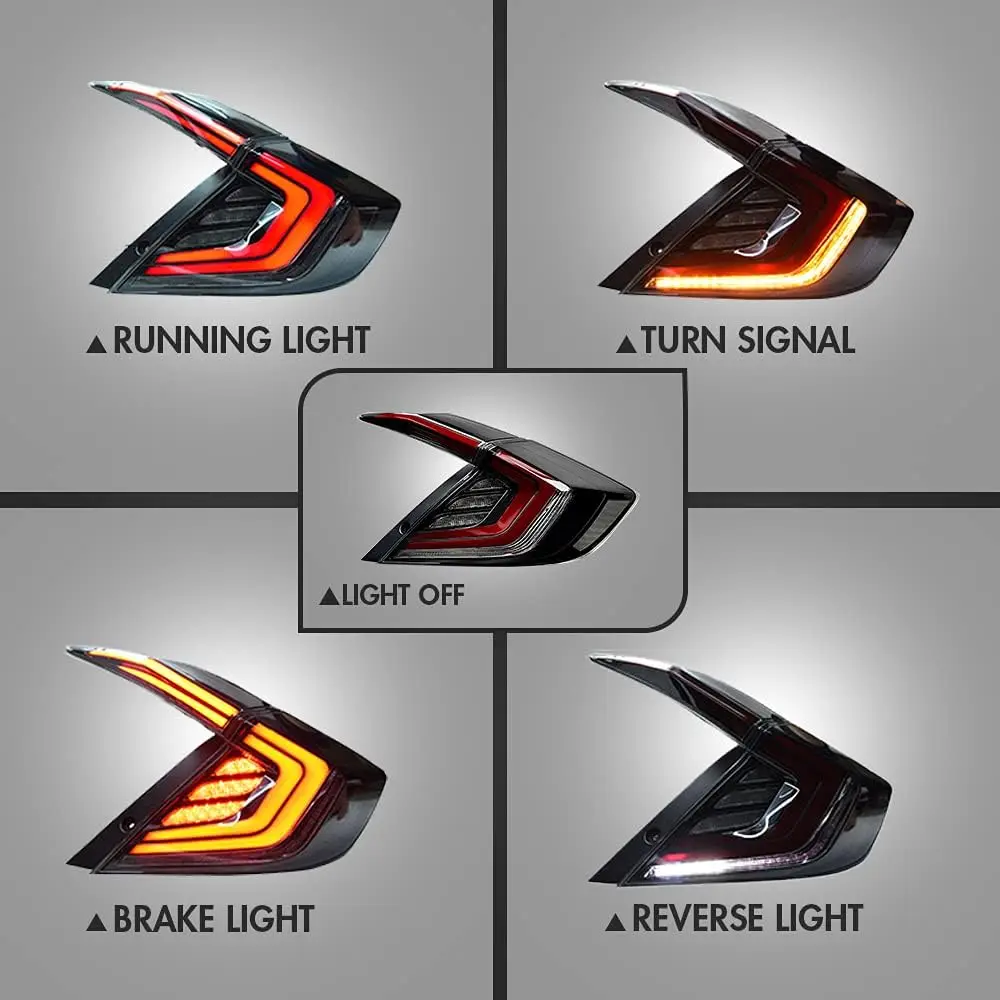 LED Tail Lights For Honda Civic 10Th Gen 2016-2021 Rear Tail Lamps Assembly Turn Signal DRL Reverse Lens Brake Light