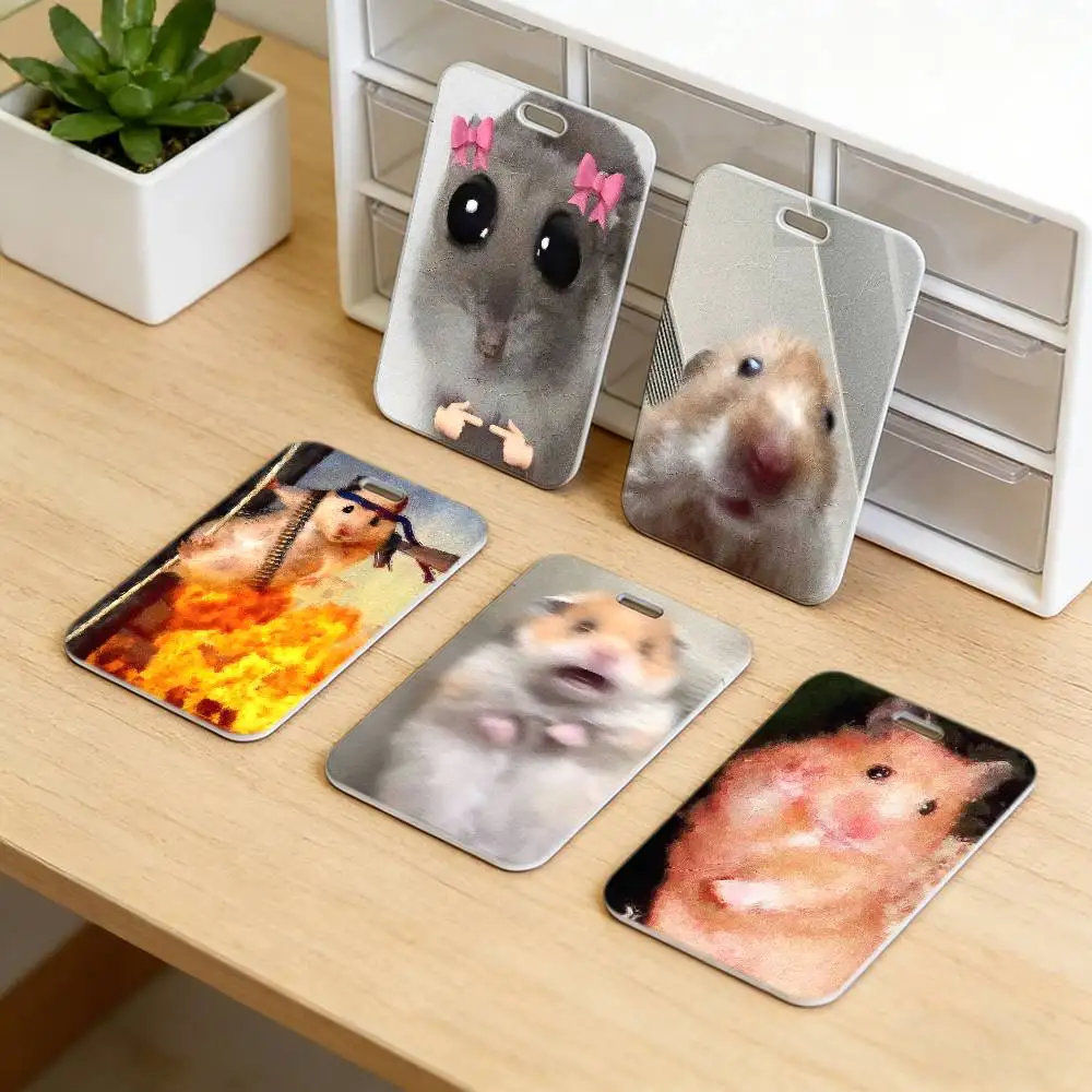 Lanière de cou souple et amusante avec motif hamster, porte-badge d'identification en plastique, porte-carte de travail léger pour employé, étui durable pour badge.
