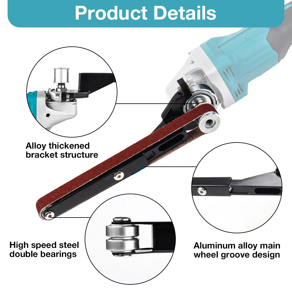 Mini Sander Polisher Grinder, Home Tool Angle Grinder Modified Belt Sander Accessories, Grinder, Including 6Pcs Abrasive Belt