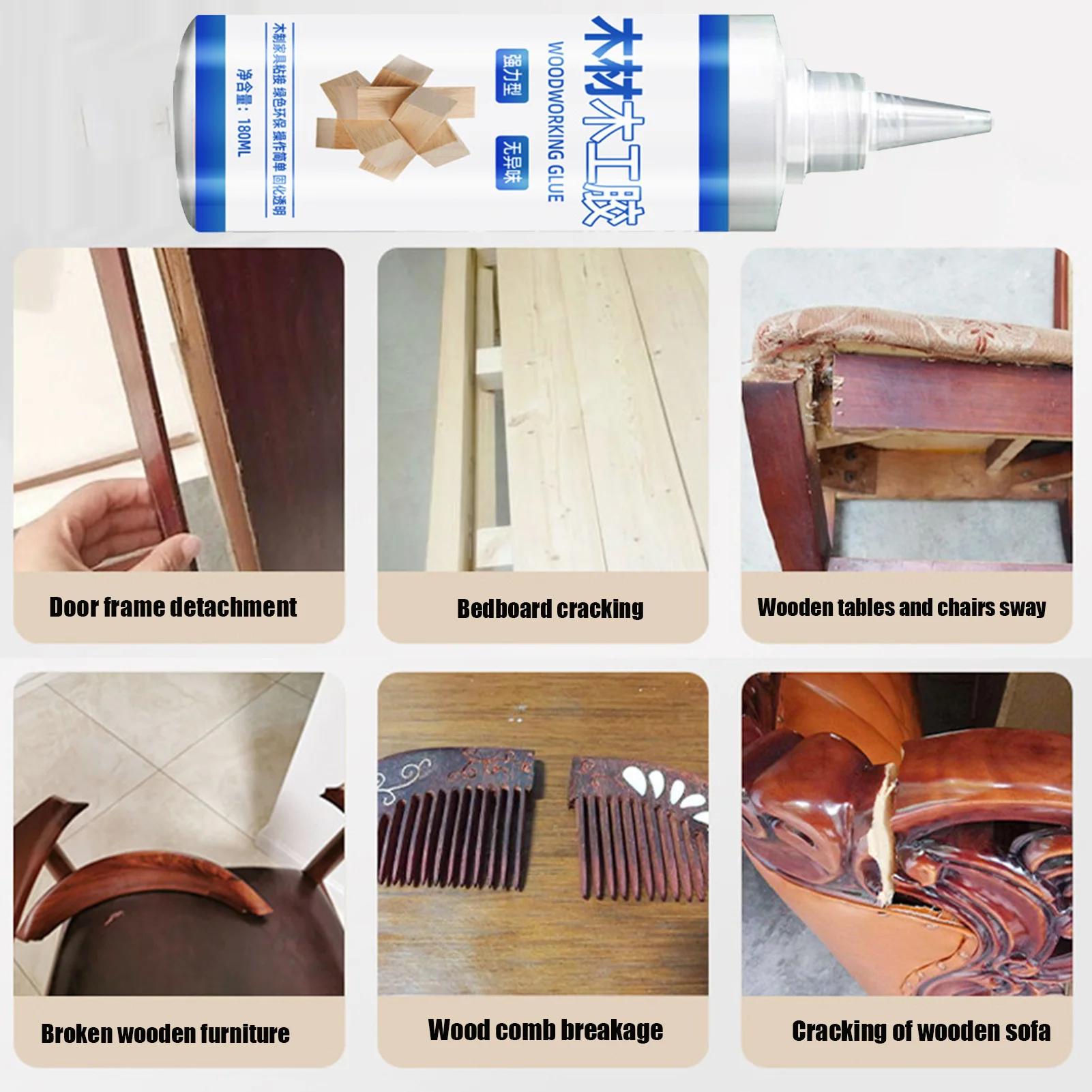 180ml Clear Wood Glue Wood Carpenter Glue Transparent Wood Glue Professional Safe Glue Multi-Functional Woodworking Glue