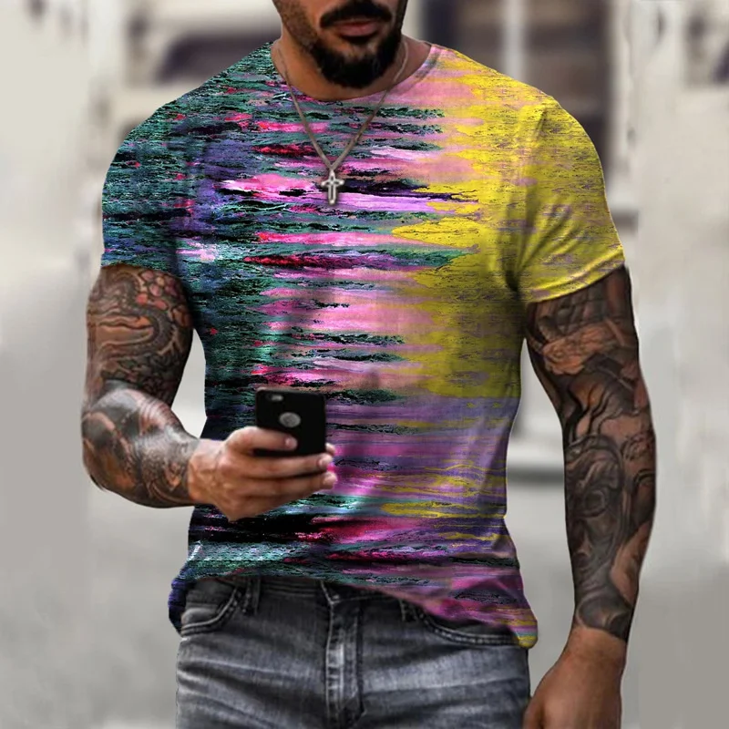 Summer Hot Selling Men\'s Casual T-shirt Street Fashion Short-sleeved Shirt Harajuku 3D Printing All-match Round Neck New Top