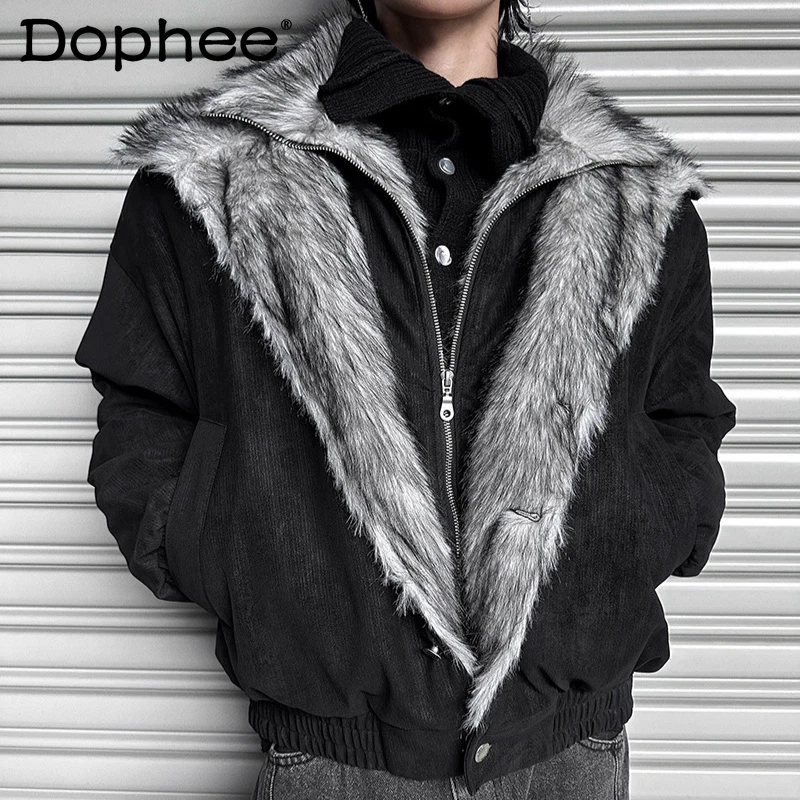 سترات قطنية عصرية للرجال 2025 شتاء جديد دافئ فو قطعتين سترات أنيقة فضفاضة بلون وسيم سترة قطن ملابس خارجية #1