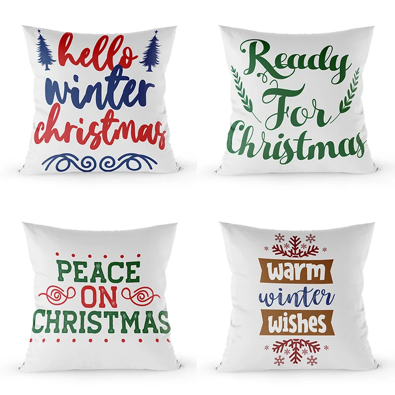 New Christmas Pillowcase Home Pillow Sofa Car Pillowcase Printed short plush