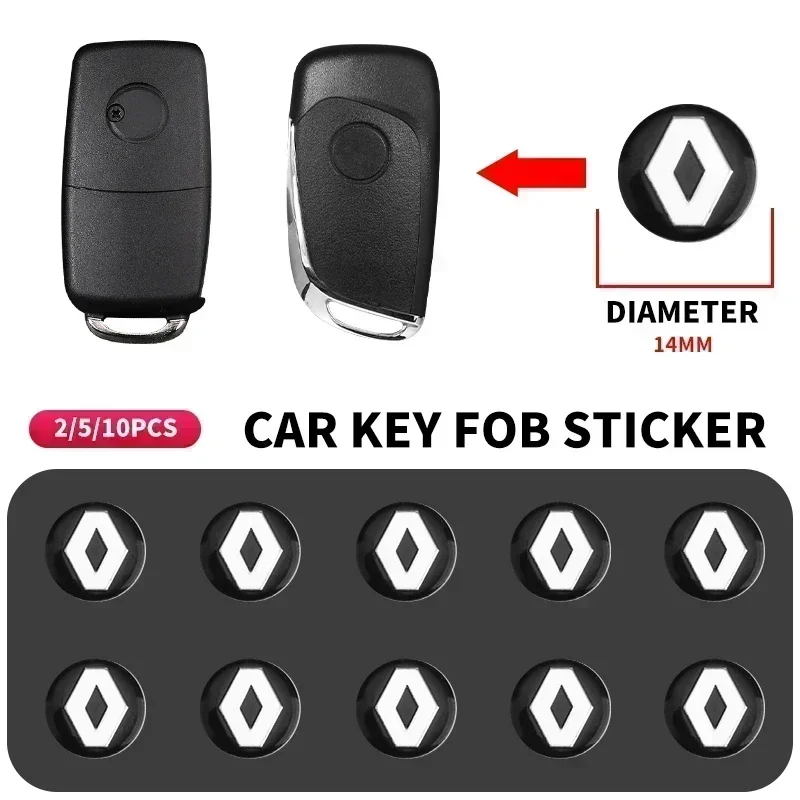 14mm Car Remote Key Sticker Aluminum Emblem Decoration Decal For Renault Clio 4 Megane 3 2 Captur Trafic Logan RS Accessories