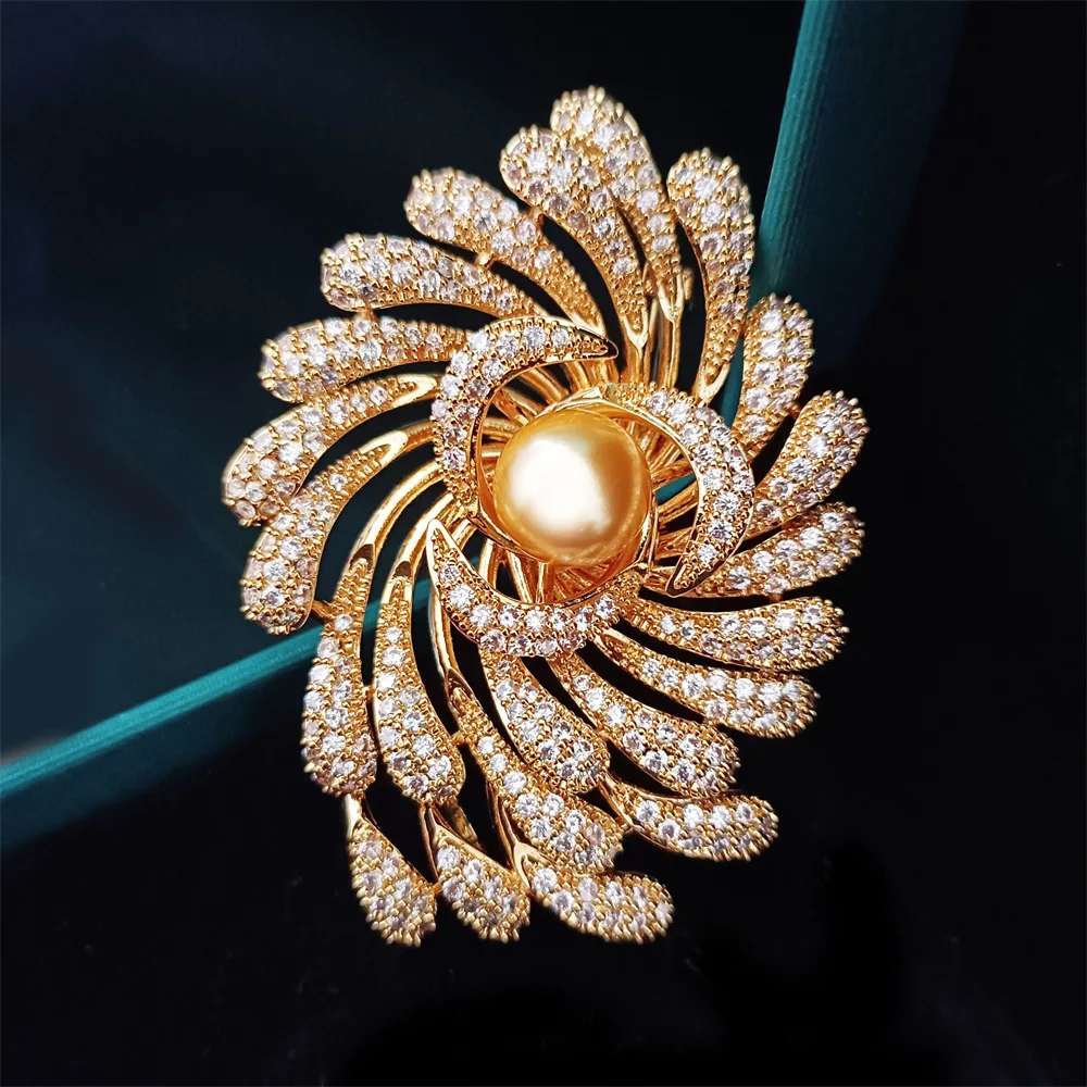 

Elegant Light Luxury Zircon fireworks natural pearls Brooches For Women Dress Coat Jewelry Accessories Designer Brooch Pins