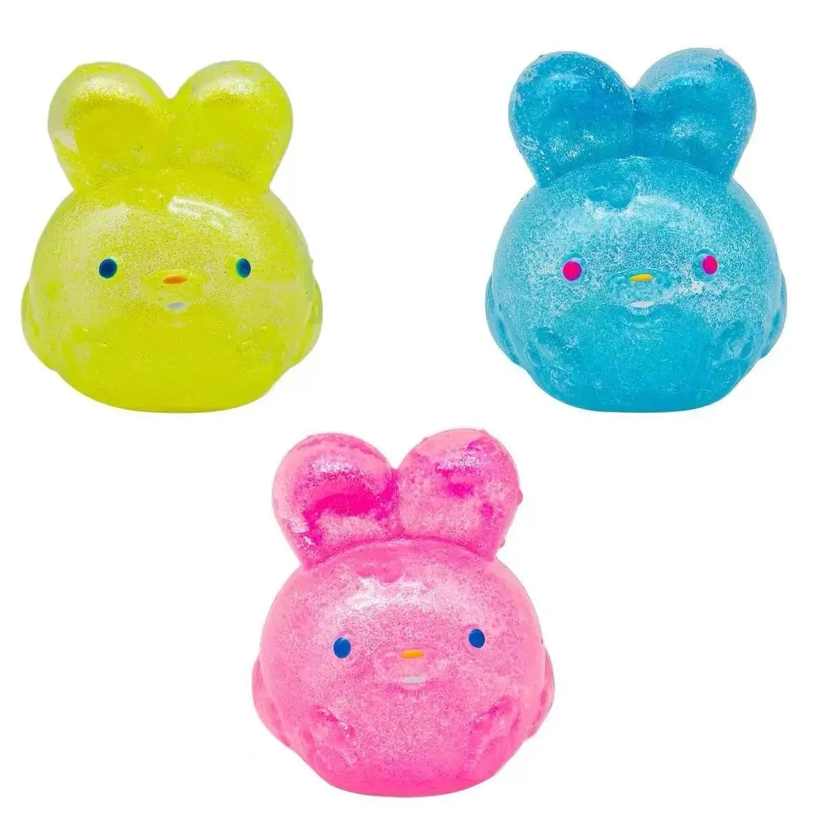 Needoh Rosie Style Squishy Rabbit Stress Ball Slow Rising Maltose Squishy Toy Blue Pink Purple Pressure Ball for Stress Relief