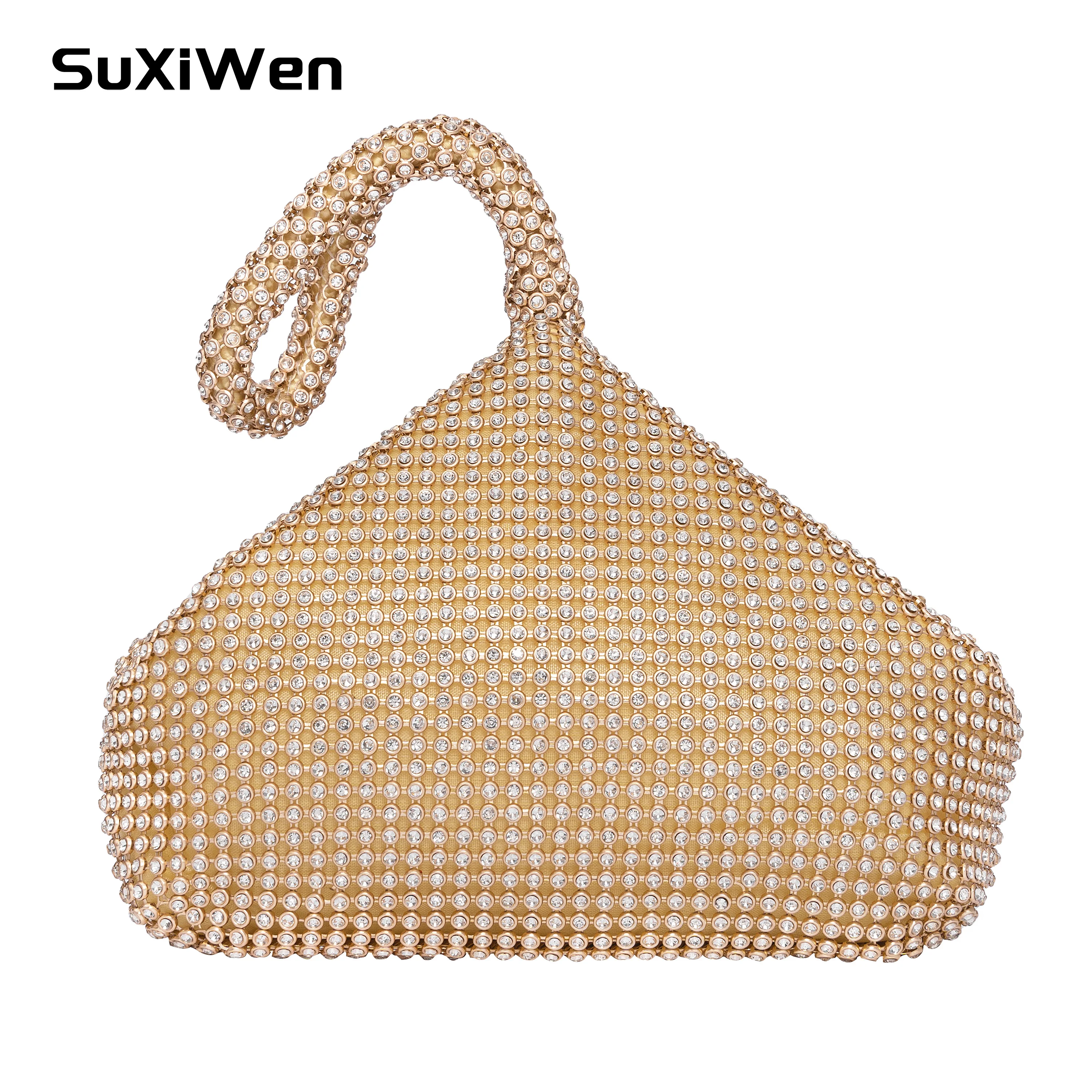 

Women Evening Bags Top Handle Diamond Rhinestones Clutches Gold Silver Black Crystal Wedding Party Purses And Handbags