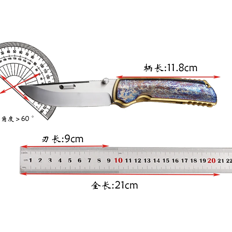 

New Lightning Pattern Titanium Alloy Handle VG10 Blade Outdoor Survival Folding Knife Fishing Portable EDC Fruit Knife
