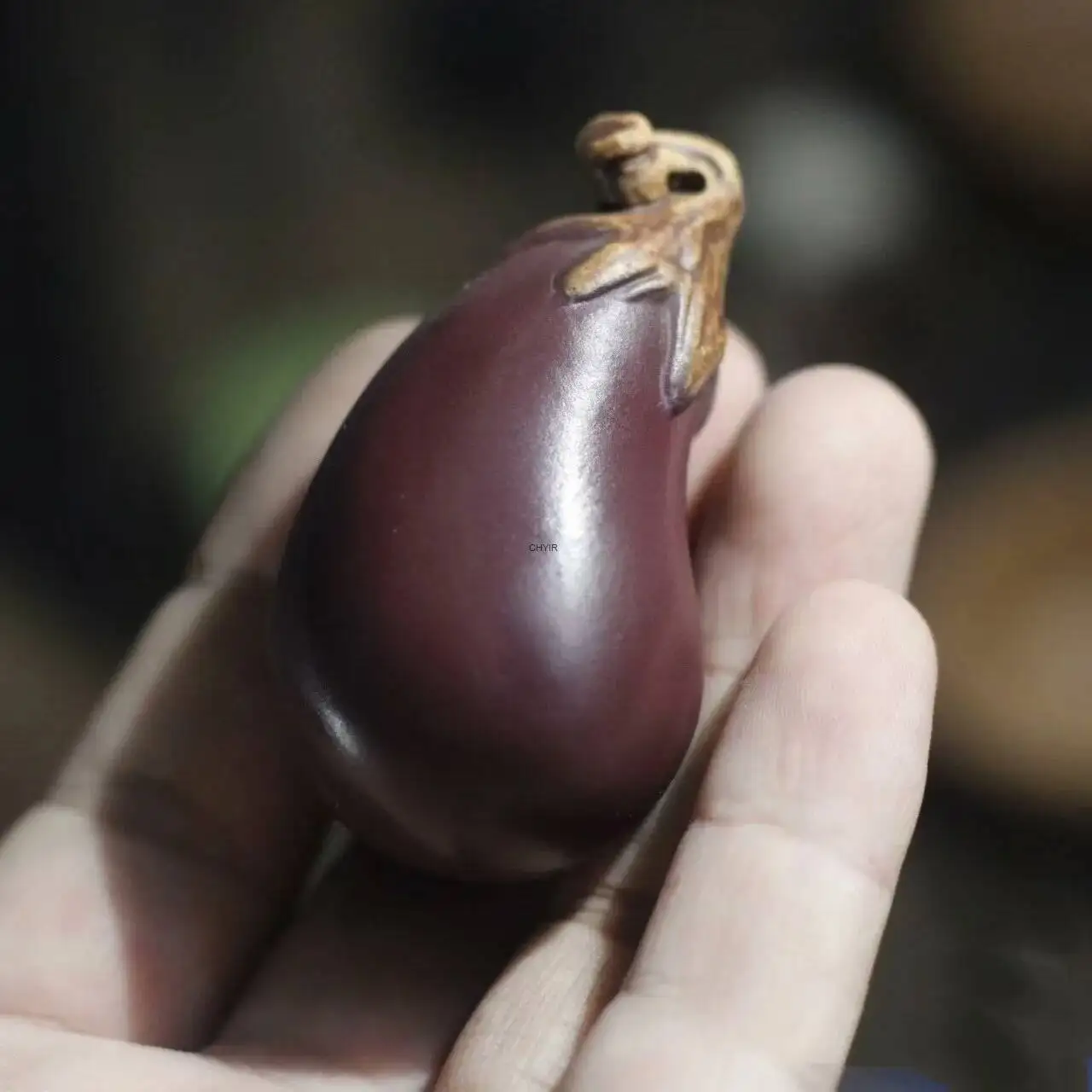 Purple Clay Tea Pet Ornament, Purple Qi Comes From The East, Eggplant Shape-image