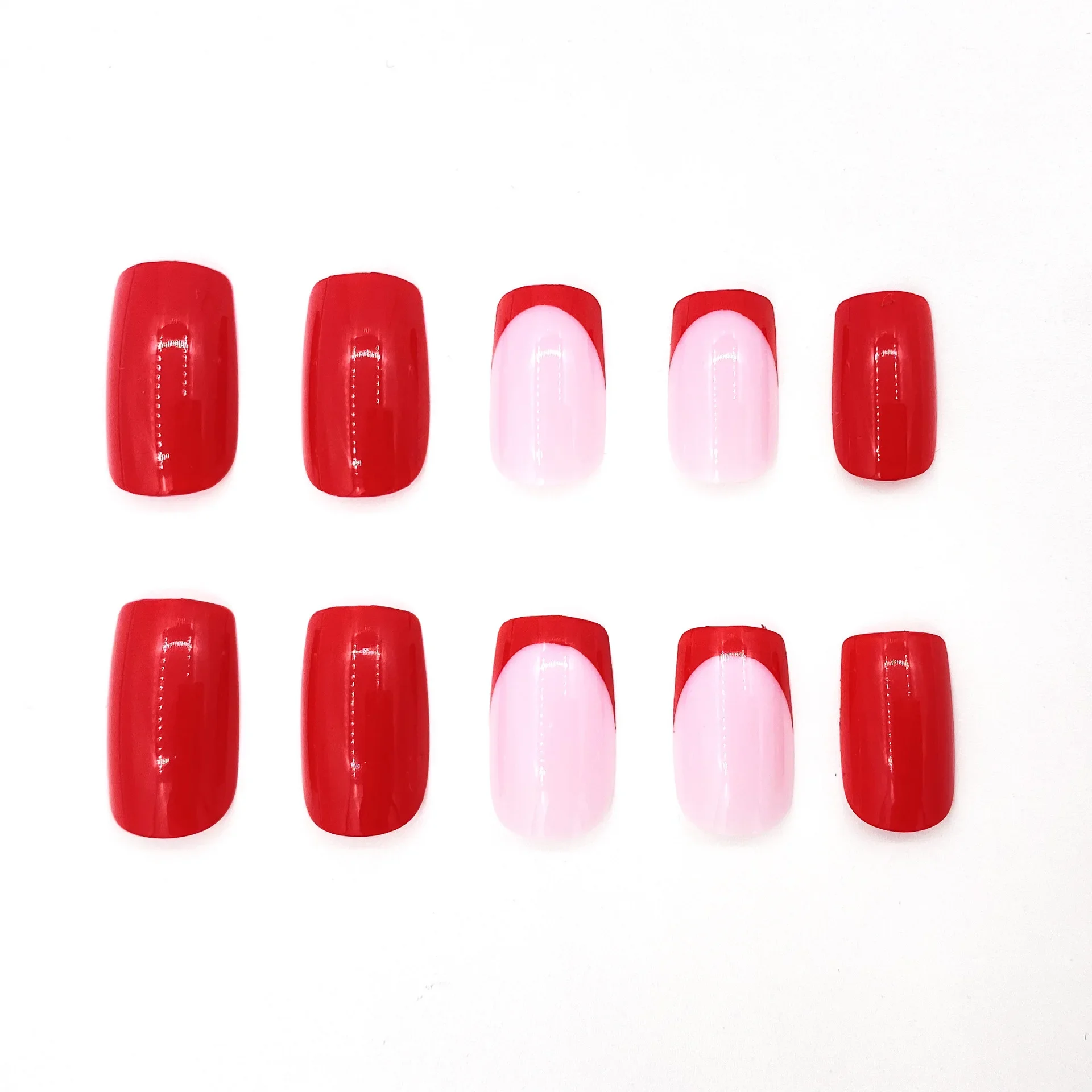 24 pezzi/set unghie finte quadrate corte francese semplice stampa sulle unghie riutilizzabili disegni di nail art finti con accessori e strumenti per unghie