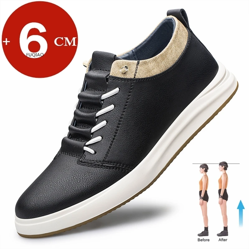 

Повседневные кроссовки из воловьей кожи, мужская обувь-лифт, дышащая обувь на скрытом каблуке для мужчин, увеличивающая стельку, высота 6 см, спортивная обувь