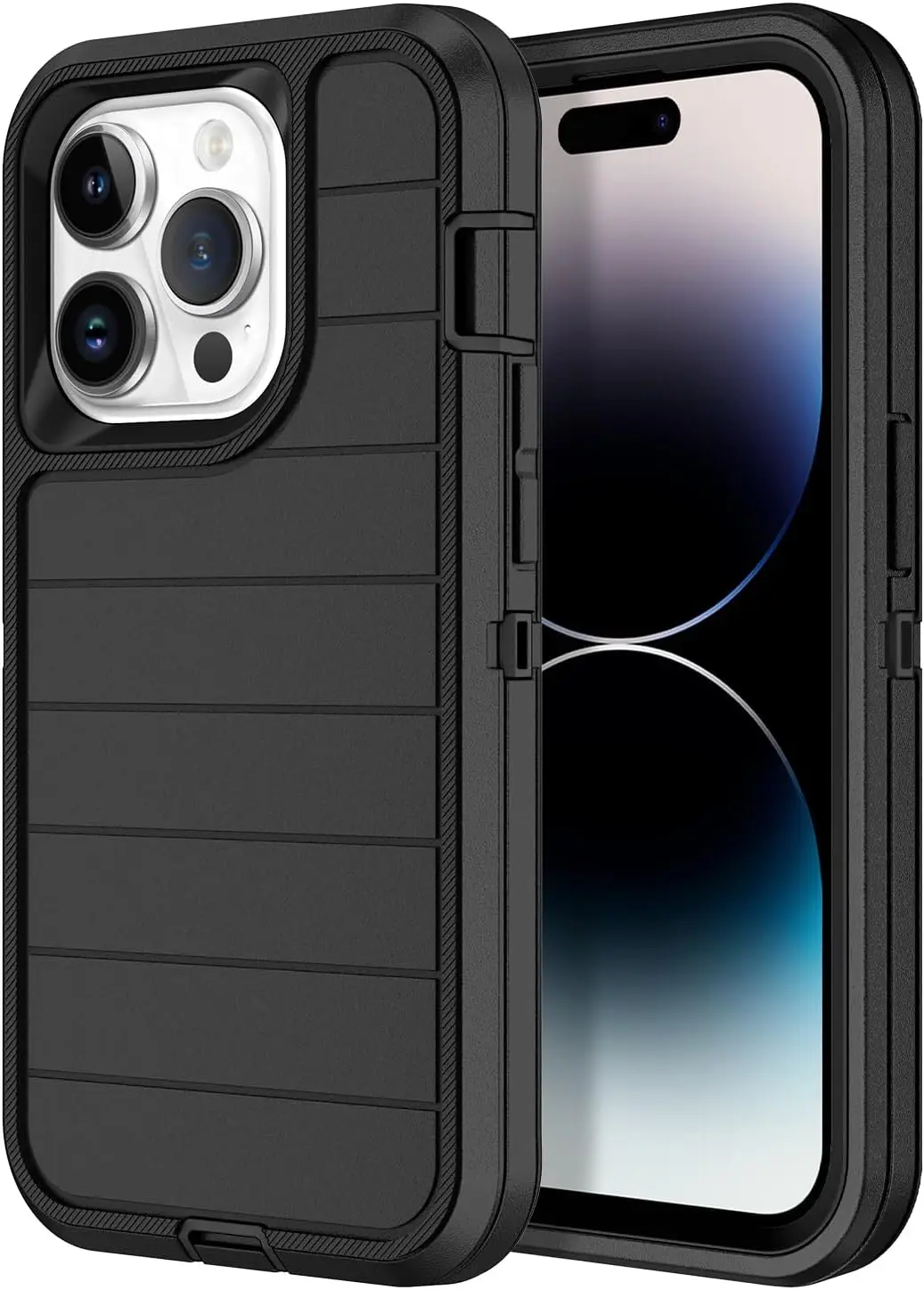 

Heavy Duty Shockproof 3-Layer Full Body Protection Rugged Case for iPhone 14 Pro, Black