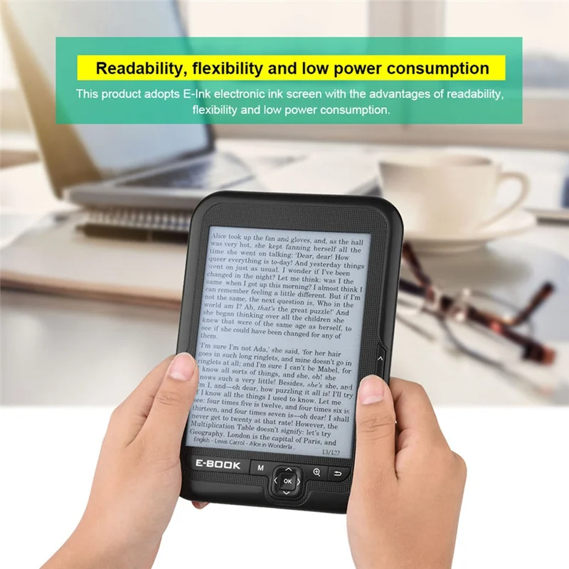 ABVO-EBOOK Reader Eink 6 بوصة Ereader 600 X 800 دقة عرض 300 ديسيبل متوحد الخواص غطاء أزرق (أسود 8G)