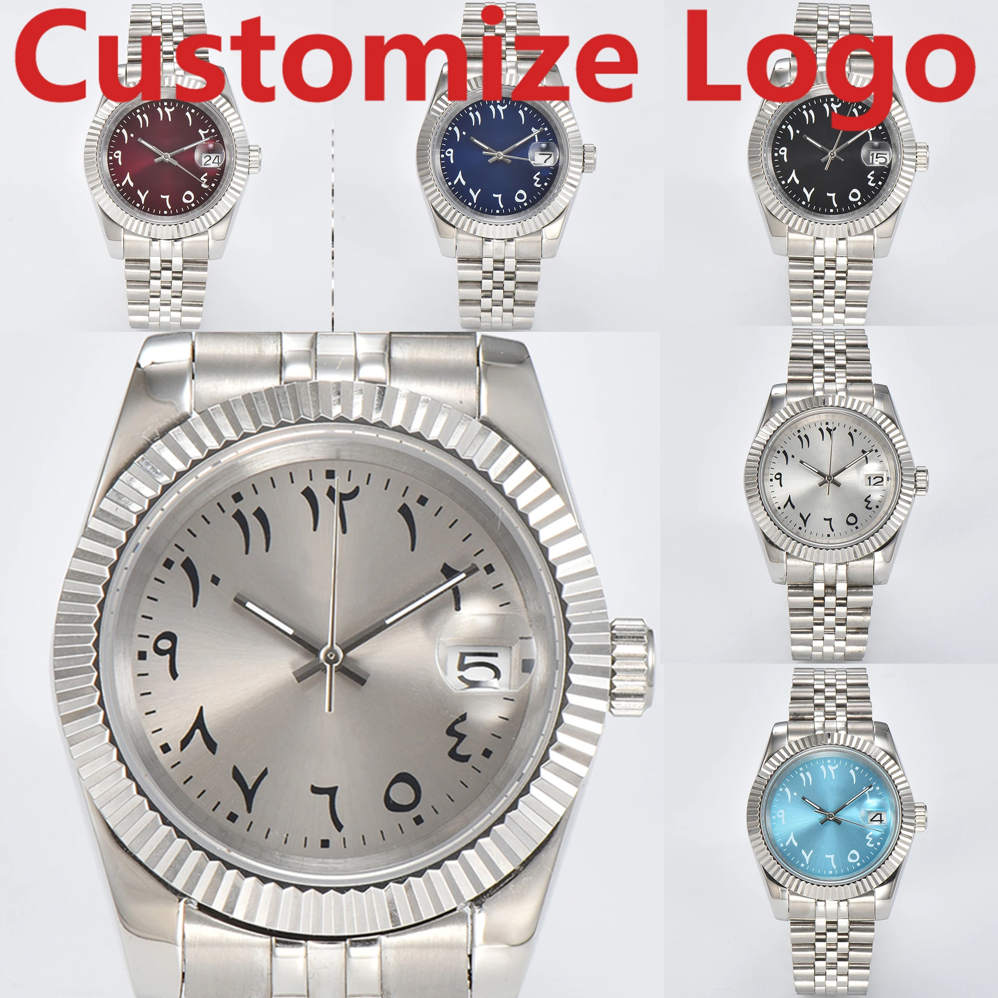 Customize Logo 39mm/36mm Arabic Numerals Automatic Mechanical Watch NH35 Movement Stainless Steel Case Sapphire Glass