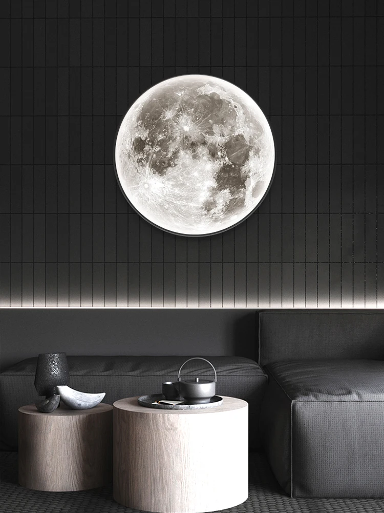 

Moon Wall Lamp Modern Simple Mural Living Room Background Wall Light Luxury Lamp Minimalist Art Bedside Bedroom Lamp