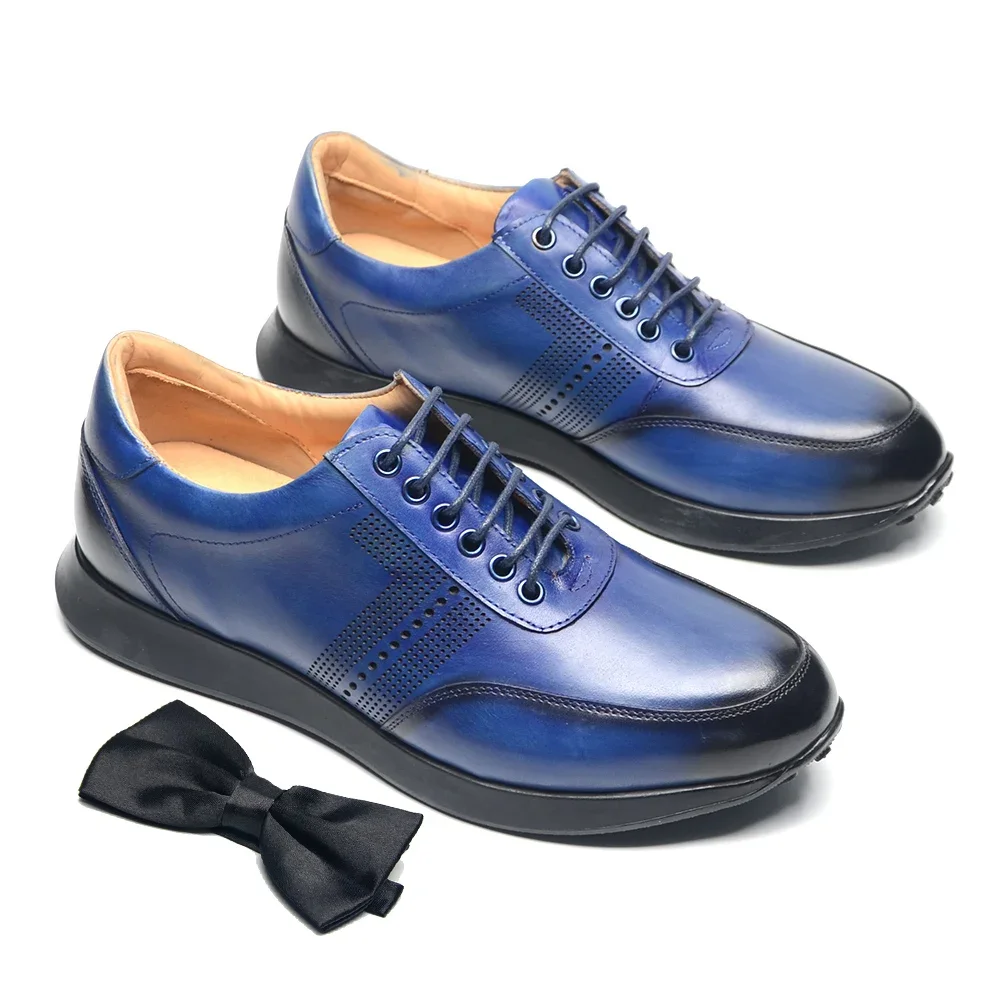 Luxury Designer Shoes High Quality Real Cowhide Leather Social Casual Men Sneakers Breathable Carving Lace Up Oxfords Footwear