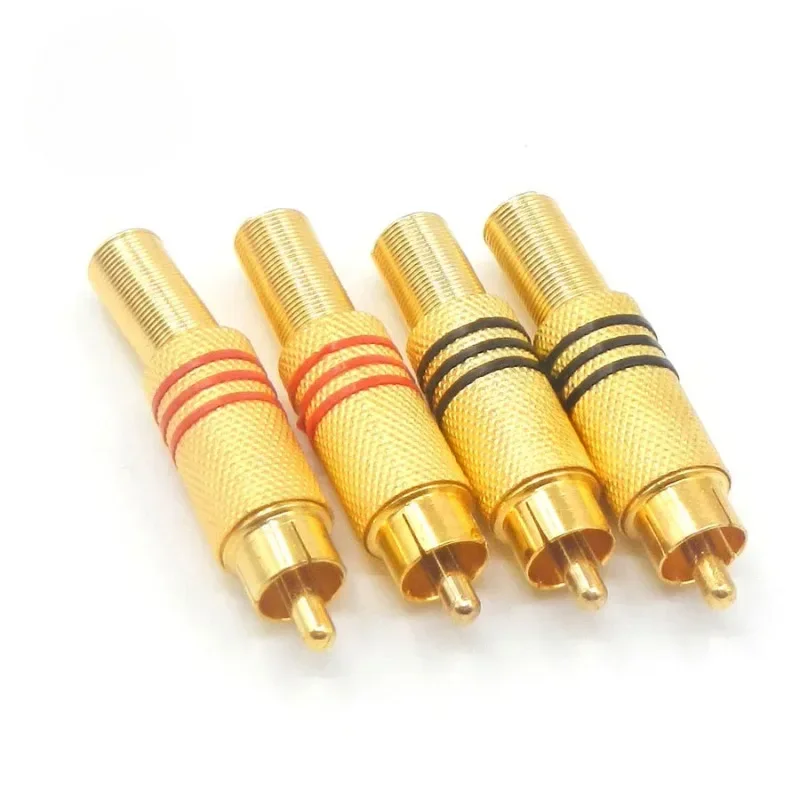 Gold Red Black Metal Spring RCA Connector Male Jack Plug AV Plugs For PC Audio Vedio Welding DIY Parts