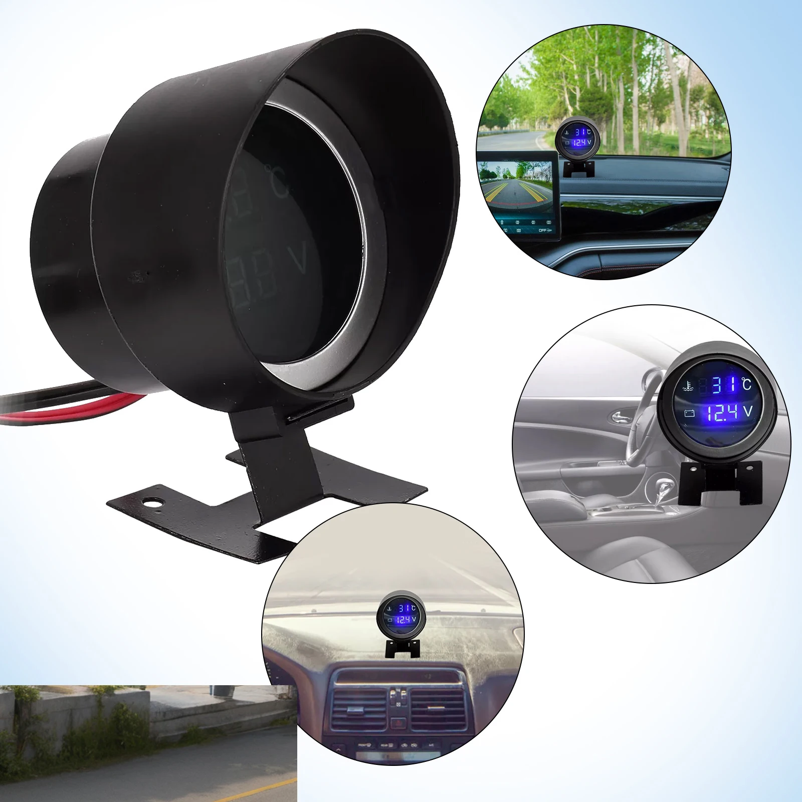 

12V 24V Car Voltage Meter Water Temp Gauge Large Display Accurate Measurement Universal Fit Cars Trucks SUVs Motorcycle