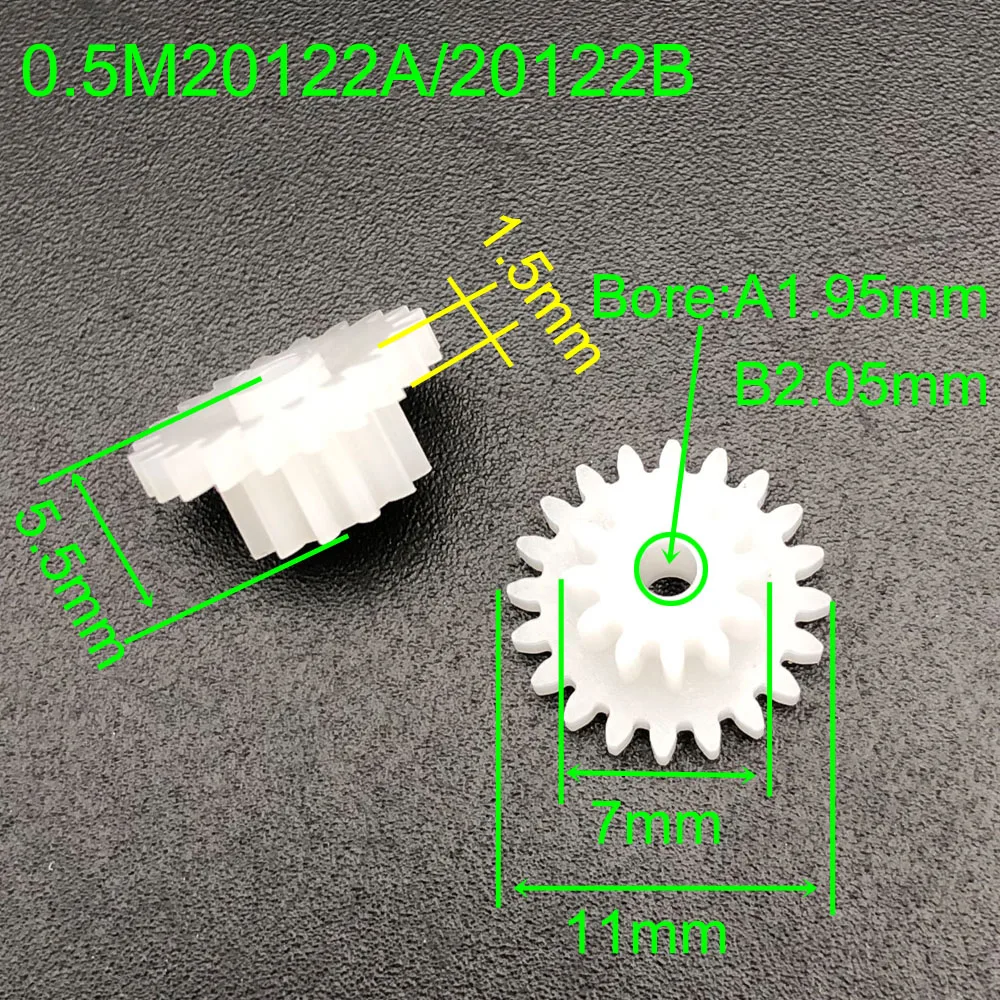 100x20122A 20122B 20T + 12T 0.5 معامل البلاستيك مزدوج التروس تخفيض ثنائي الطبقة 0.5 متر فتحة 1.95 مللي متر 2A 2.05 مللي متر 2B ضيق فضفاض #1