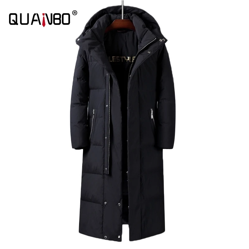 Mens Women Brand Red X-Long Down Coats 2023 New Winter Over The Knee Thicken Warm Detachable Hat Male\'s Jackets Canada Coat 5XL