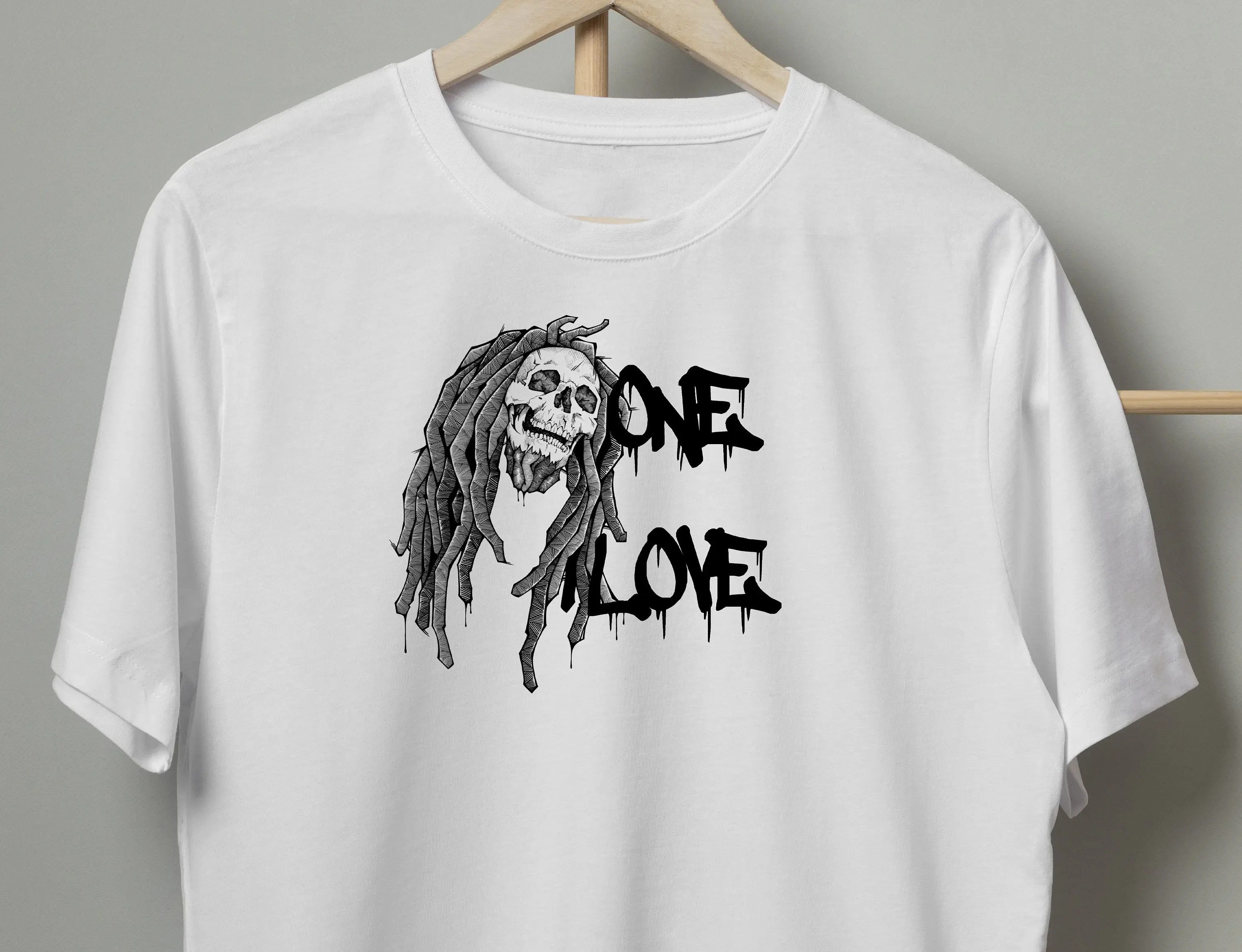 

One Love T Shirt Rasta Funny Reggae Skull Bob Marley For Music Lover