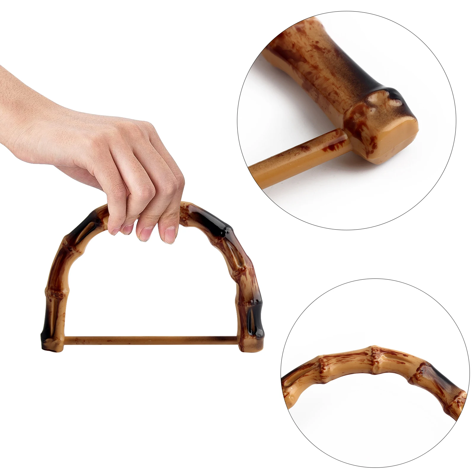 2/4/10 قطعة البلاستيك الموضة المستديرة U على شكل المحفظة مقبض محاكاة الروطان الخيزران حقيبة المرأة DIY بها بنفسك استبدال مقبض الملحقات #3