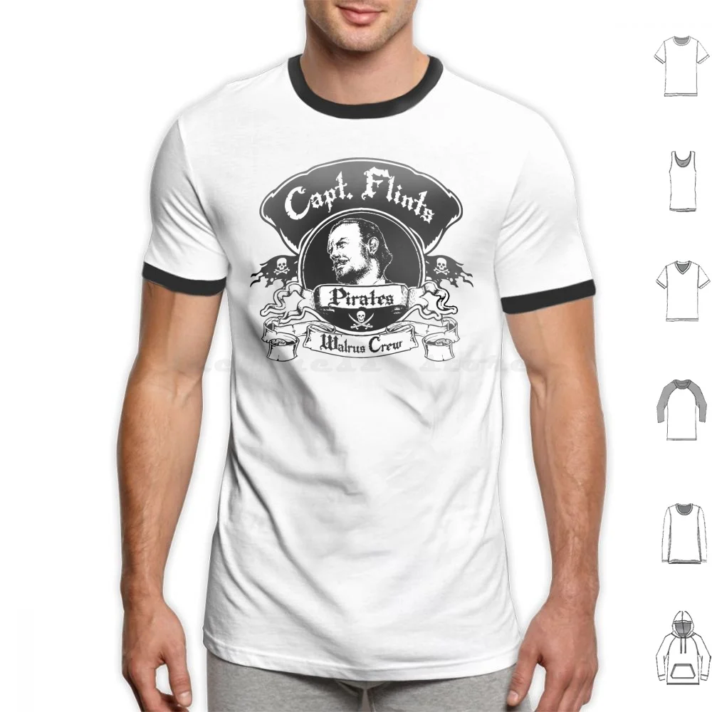 Captain Flints Pirates-Walrus Crew T Shirt Cotton Men Women Diy Print Pirates Black Sails Black Beard Captain Flint Captain