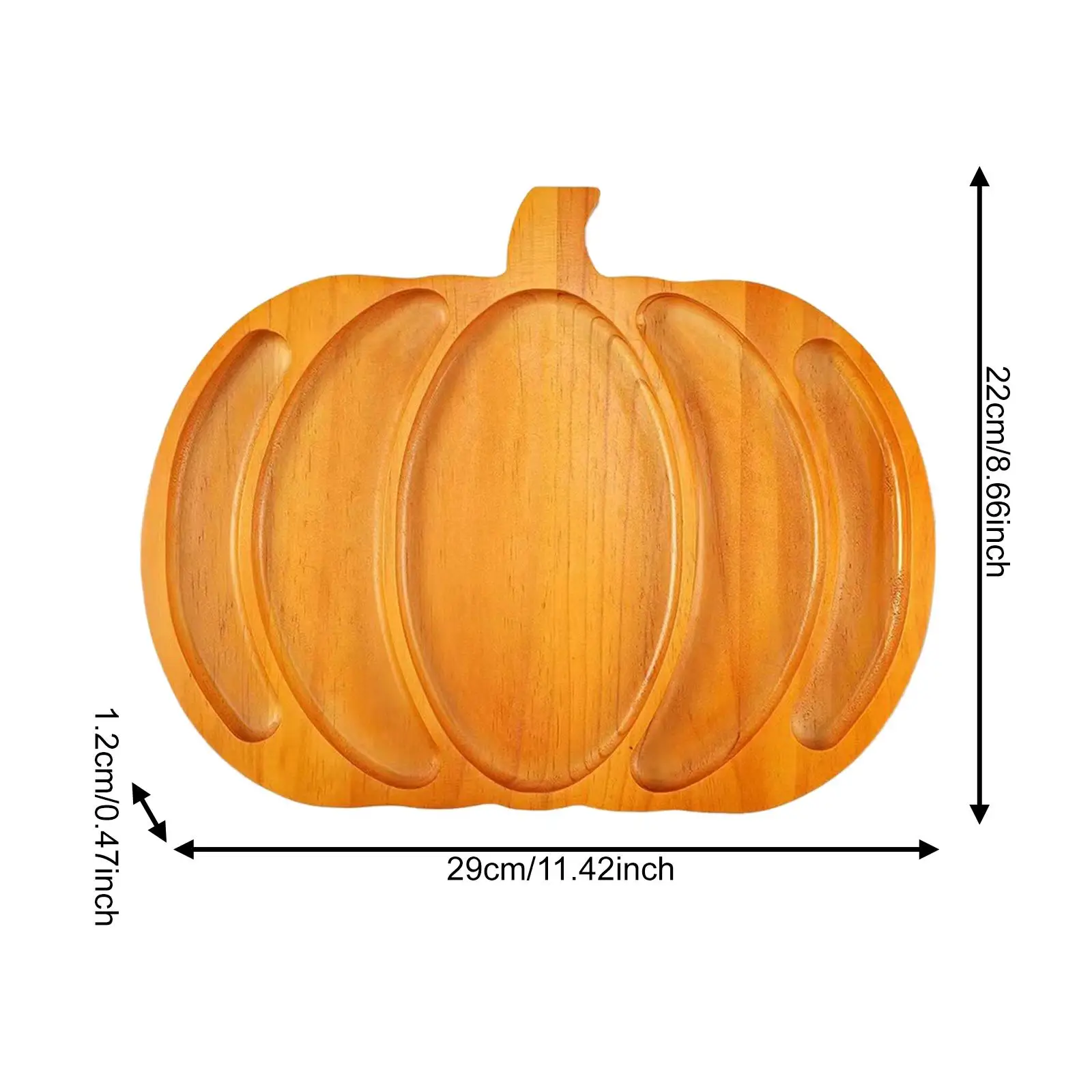 Plateau en bois en forme de citrouille, plateau de service pour collations, décoration d'Halloween pour comptoir, plateau de service divisé pour apéritifs, chips et fruits, steak