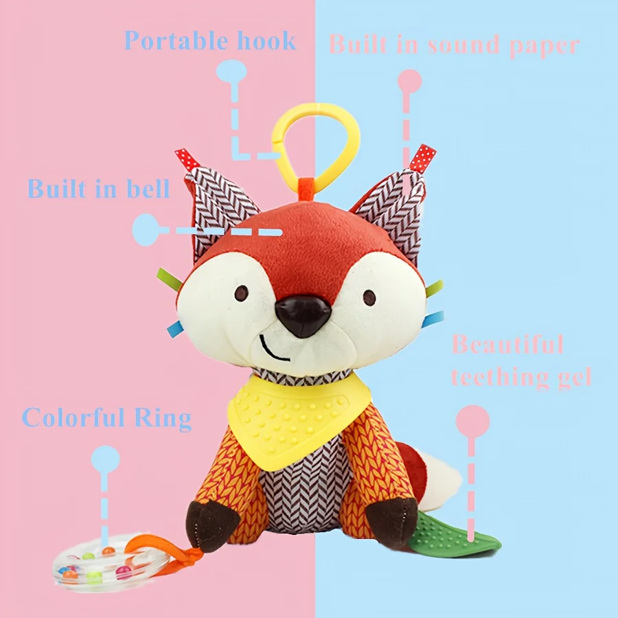 1 juguete de zorro de peluche suave para bebé, muñeco de peluche calmante para bebé de 0 a 12 meses, cumpleaños/Navidad/ Acción de Gracias de 0 a 3 años