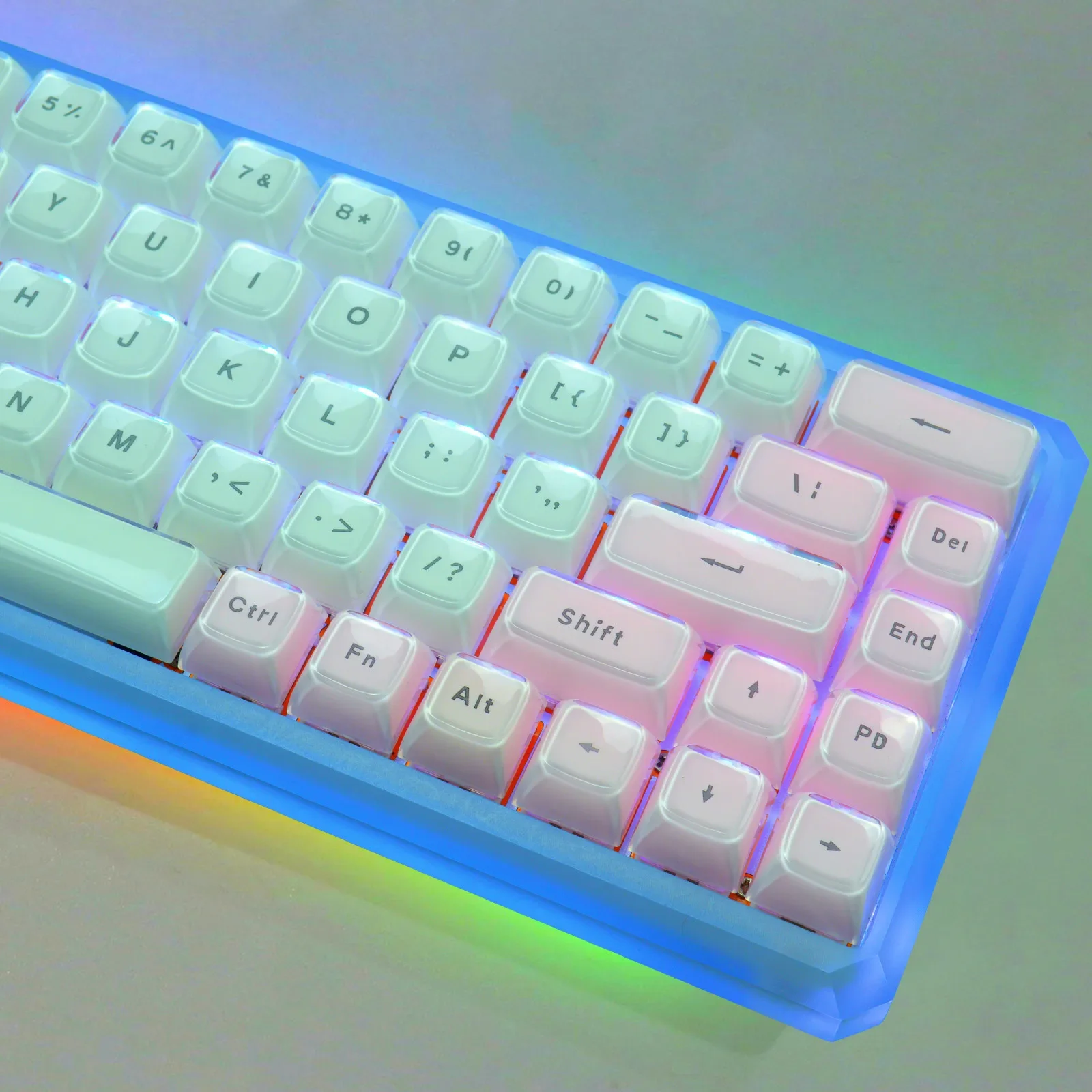 Teclas redondas Multicolor para teclado mecánico Cherry MX, tapas de 117 teclas, perfil OEM, cristal de hielo, translúcido, retroiluminado