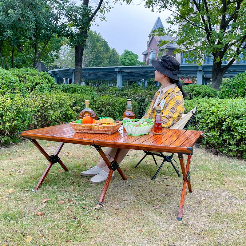 Outdoor Aluminum Alloy Egg Roll Table Portable Camping Table Ultralight Outdoor Camp Furniture Folding Table