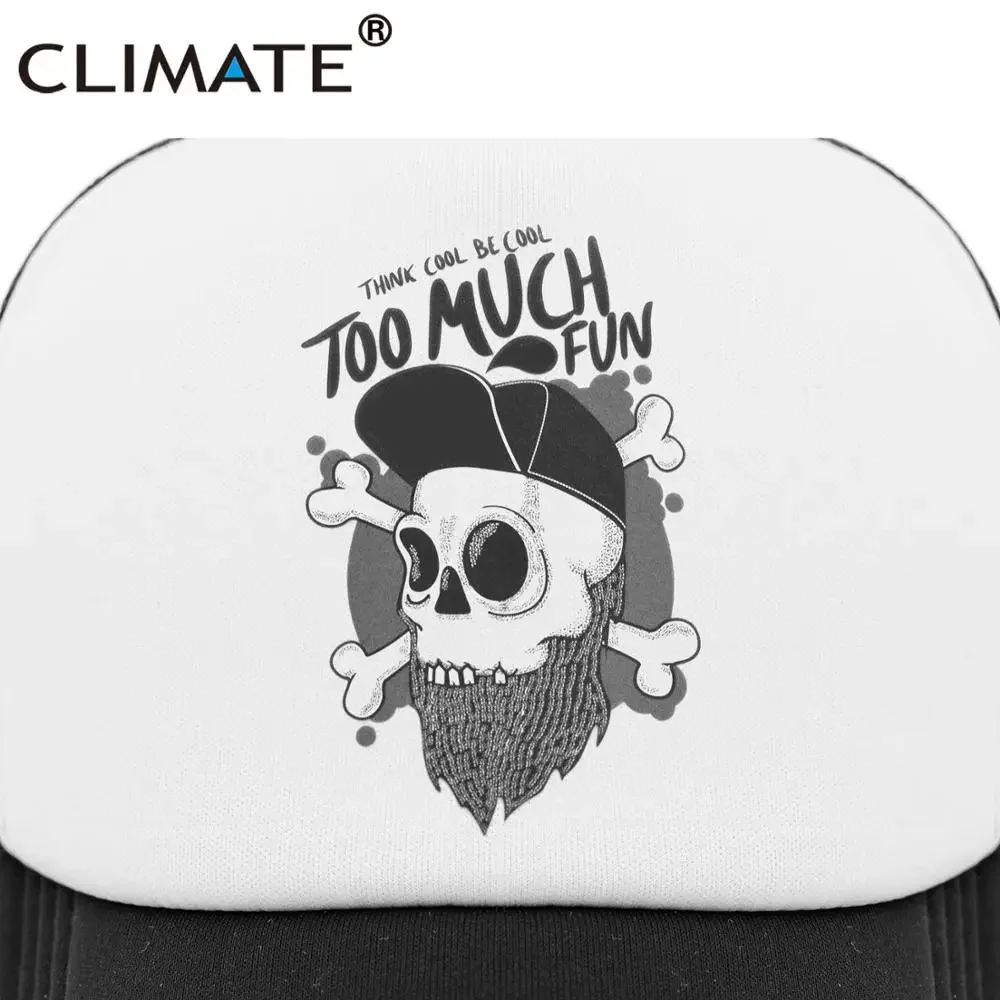 CLIMATE  Hiphop Trucker Cap Youth Funny Skeleton RUDE Cap Hip Hop Hiphop Street Culture Cap Too Much Cool Skulls Summer Mesh Cap